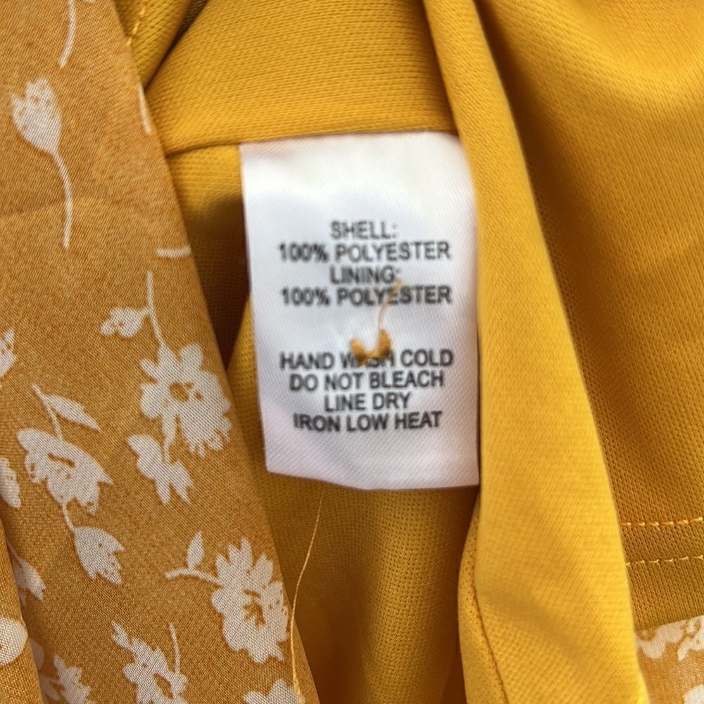 Lulus Women’s XL mustard yellow floral midi flowing dress NWOT boho prairie core - Picture 7 of 16